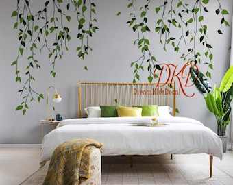 Wall Decal Wall Sticker tree decal Vinyl decal- Flying vines Wall Decal Home Decor for living room-Green Garden-DK468