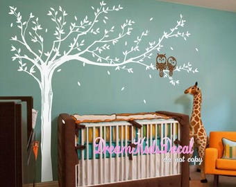Giant Tree wall decal Nursery wall decal with owls decals vinyl baby wall decal nursery tree decal branch decal-DK026