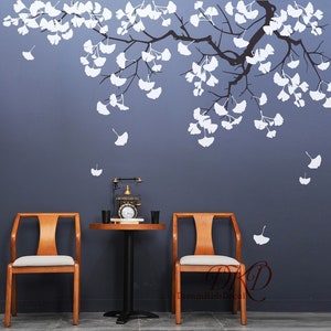 Wall decal, Ginkgo Golden leaves Tree branch Decal,  Tree wall decal, Ginkgo Branch Nursery Wall Decal, Ginkgo tree, ginkgo wall art DK278
