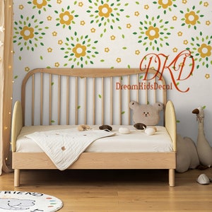 Nursery Wall Decals Boho Wall Decals Kids room wall decal Flowers sticker, Flower wall decal accent wall, Wall mural effect Wall art
