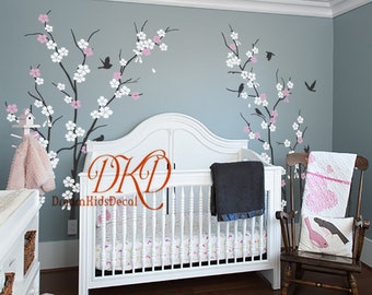 Tree Branch wall decal with Cherry blossoms for baby girls room Nursery wall decals Removable wall sticker, wall art, Home decal-DK491