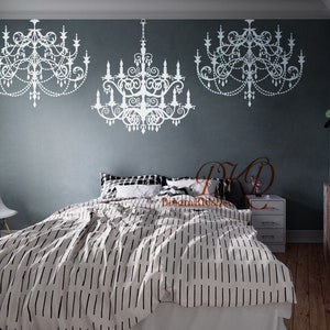 Chandelier Wall Decals Chandelier Sticker Vinyl Decals, Baby girl Nursery Wall Decal Bedroom Wall Decal Interior Design Wall Art-DK476