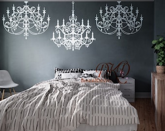 Chandelier Wall Decals Chandelier Sticker Vinyl Decals, Baby girl Nursery Wall Decal Bedroom Wall Decal Interior Design Wall Art-DK476