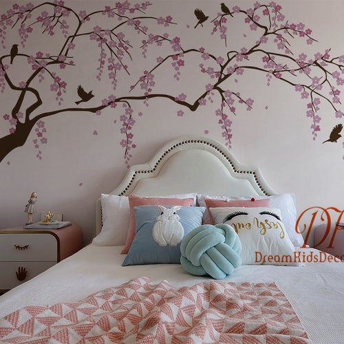 Nursery Wall Decal Cherry Blossom Tree Vinyl Decal Wall Etsy