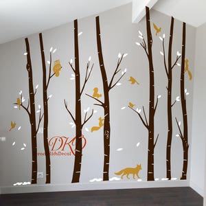 Baby Room Decal, Tree Wall Decals Wall Sticker Vinyl decal, Birch Tree with Owls, Woodland, Birds- DK242