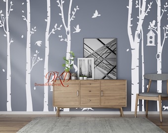 birch trees decals:wall decals, nature wall decals, vinyl wall decal, nature wall decal stickers, birch tree, nursery wall stickers-DK090