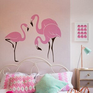 Pink flamingo decal, flamingo wall sticker, girls room wall decor, Bird decal, Flamingo decals, flamingo wall artfa-DK094