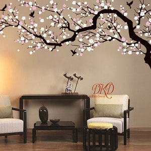 Cherry Pink blossom tree, Large Flower Tree decal for Nursery decoration, Tree wall decal Mural-DK251