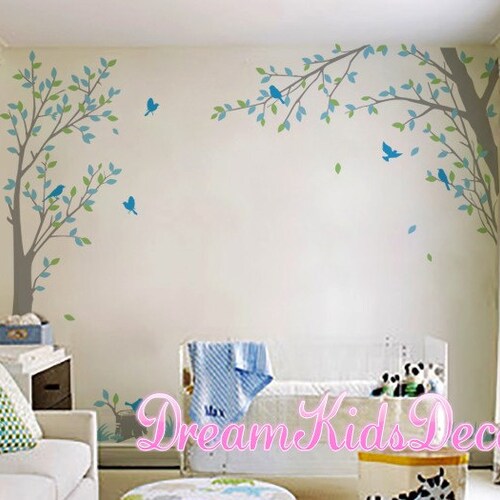 Nursery Decals Birch Trees Wall Decal Tree Decal Bear Etsy