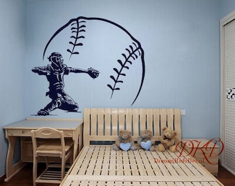 Baseball Decal, Baseball Wall Decal, Vinyl Decal Baseball Wall Art Kids Teens Boys Room Sports Decor Wall Decal-DK206