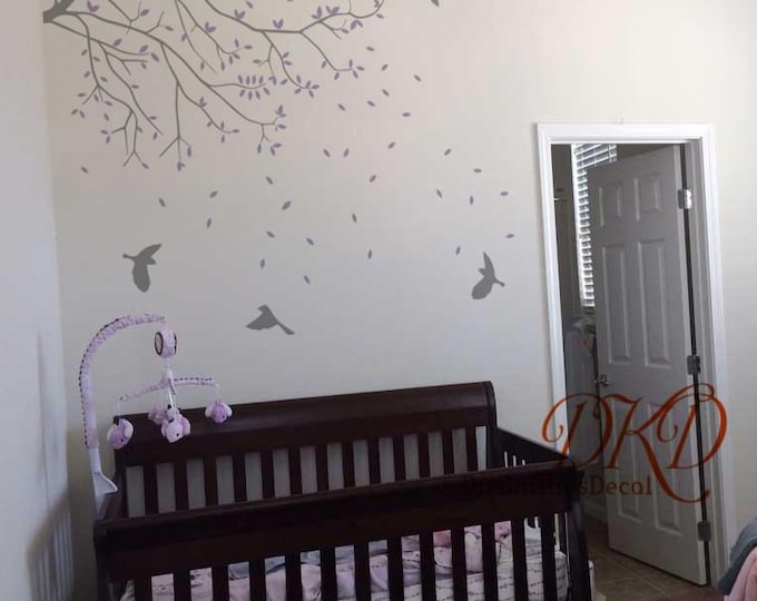 Tree Branch and Birds Vinyl Decal - Removable Vinyl Wall Decals - Tree ...