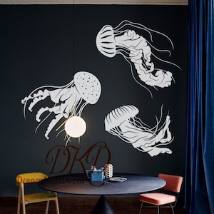 Jellyfish Wall Decal, Jellyfish Wall Sticker Bathroom, Underwater Decal, Ocean Decal, Ocean Themed Nursery, Jelly fish Wall Art-DK429