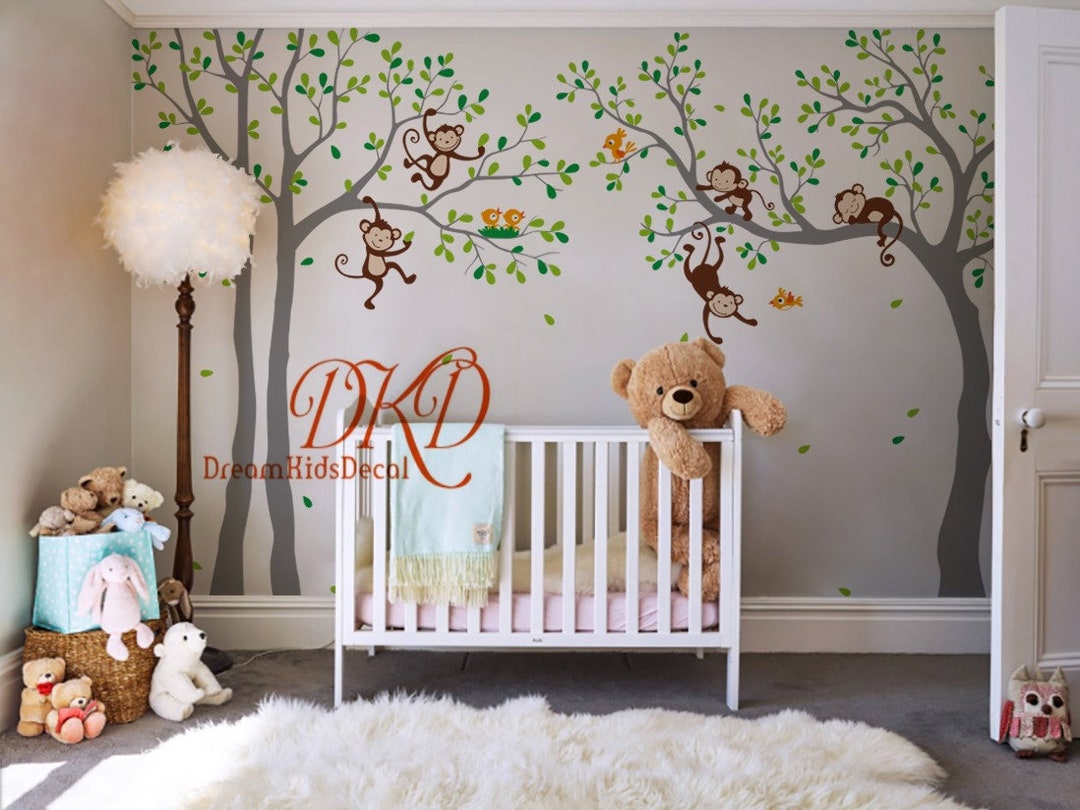 Jungle Tree Wall Decals, Vinyl Wall Decal Wall Sticker for Nursery Kids