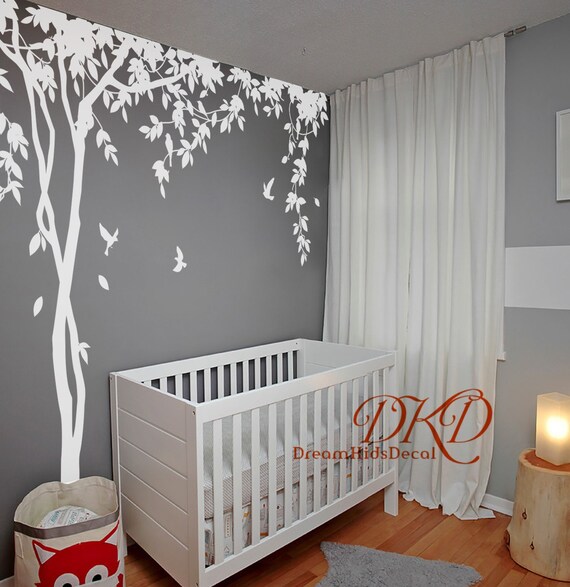 Nursery Wall Decals Tree Birds Decal Wedding Office Mural Vinyl Spring With Vines Dk279