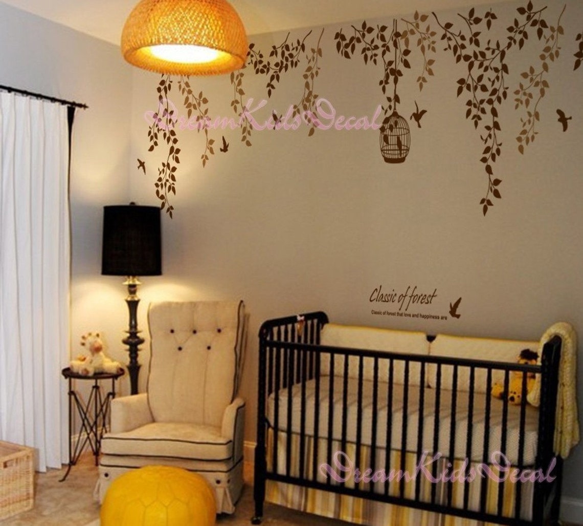 Nursery Wall Decal Baby Girl and Name Wall Decals Flowers Wall Etsy