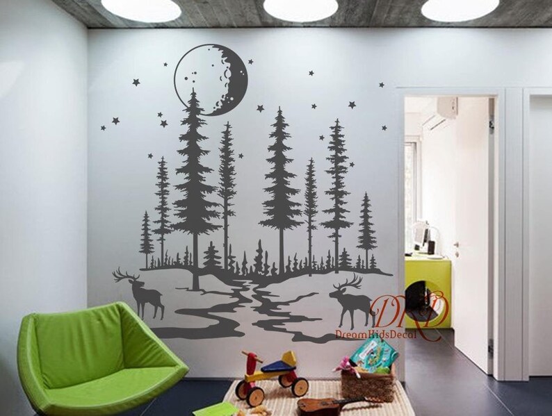 Nursery Wall Decal Wall Stickerforest Animals Wall Decal Pine Etsy