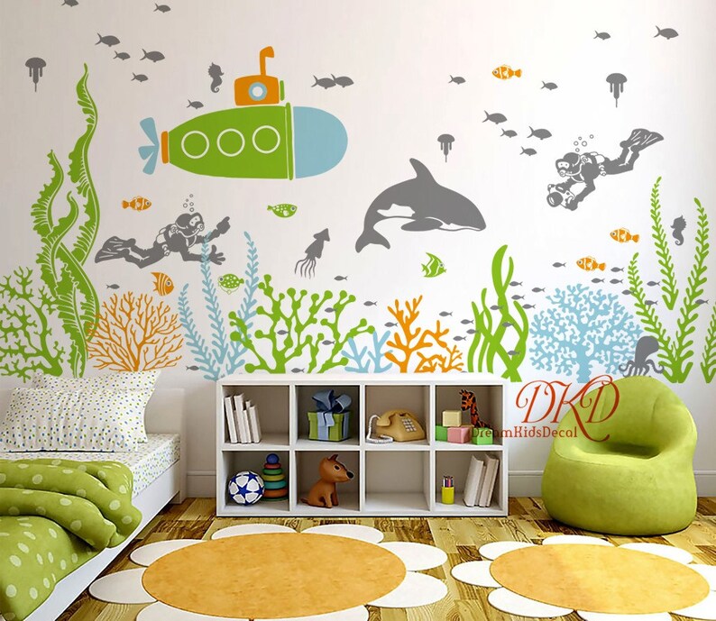 Under the Sea Nursery Wall Decal Sticker for Kids Scuba Etsy