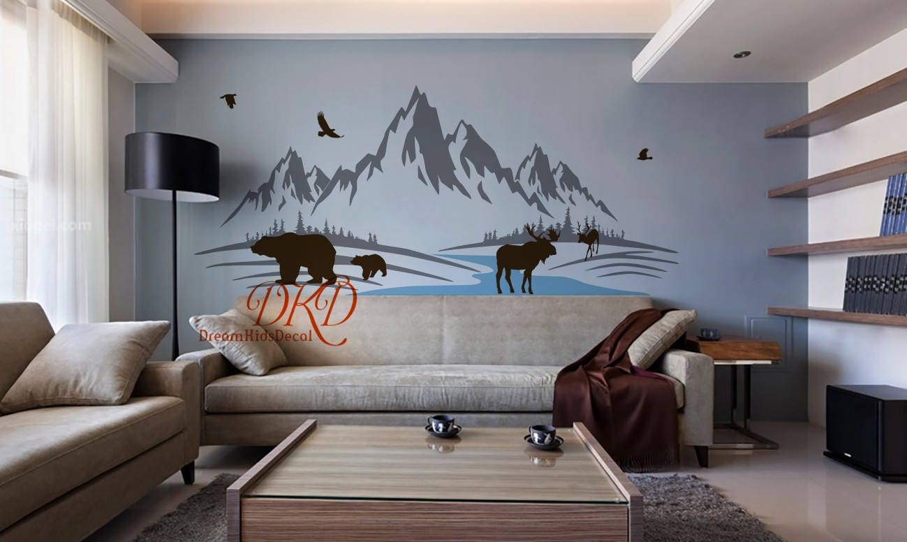Mountain Decal Mountain wall art Nursery Decor Woodland Etsy