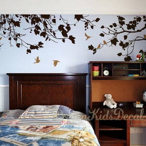 Tree Branch Wall Decal, Nursery Corner Sticker with Birds