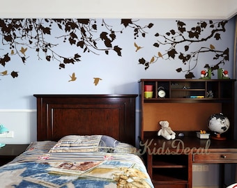 Tree Branch Wall Decal, Nursery Corner Sticker with Birds