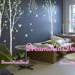 birch trees decals:wall decals, nature wall decals, vinyl wall decal, nature wall decal stickers, birch tree, nursery wall stickers-DK057