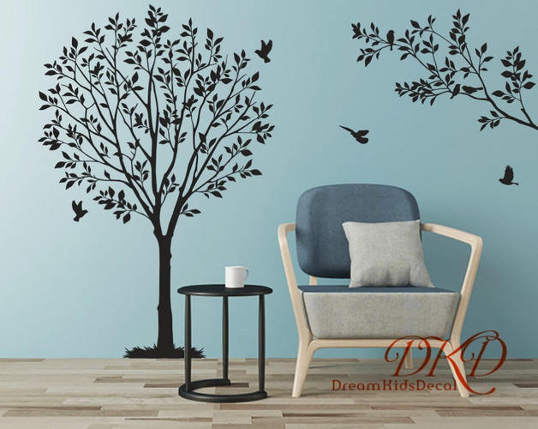 Tree Wall Decal, Living Room Wall Decals, White Tree Decal Wall