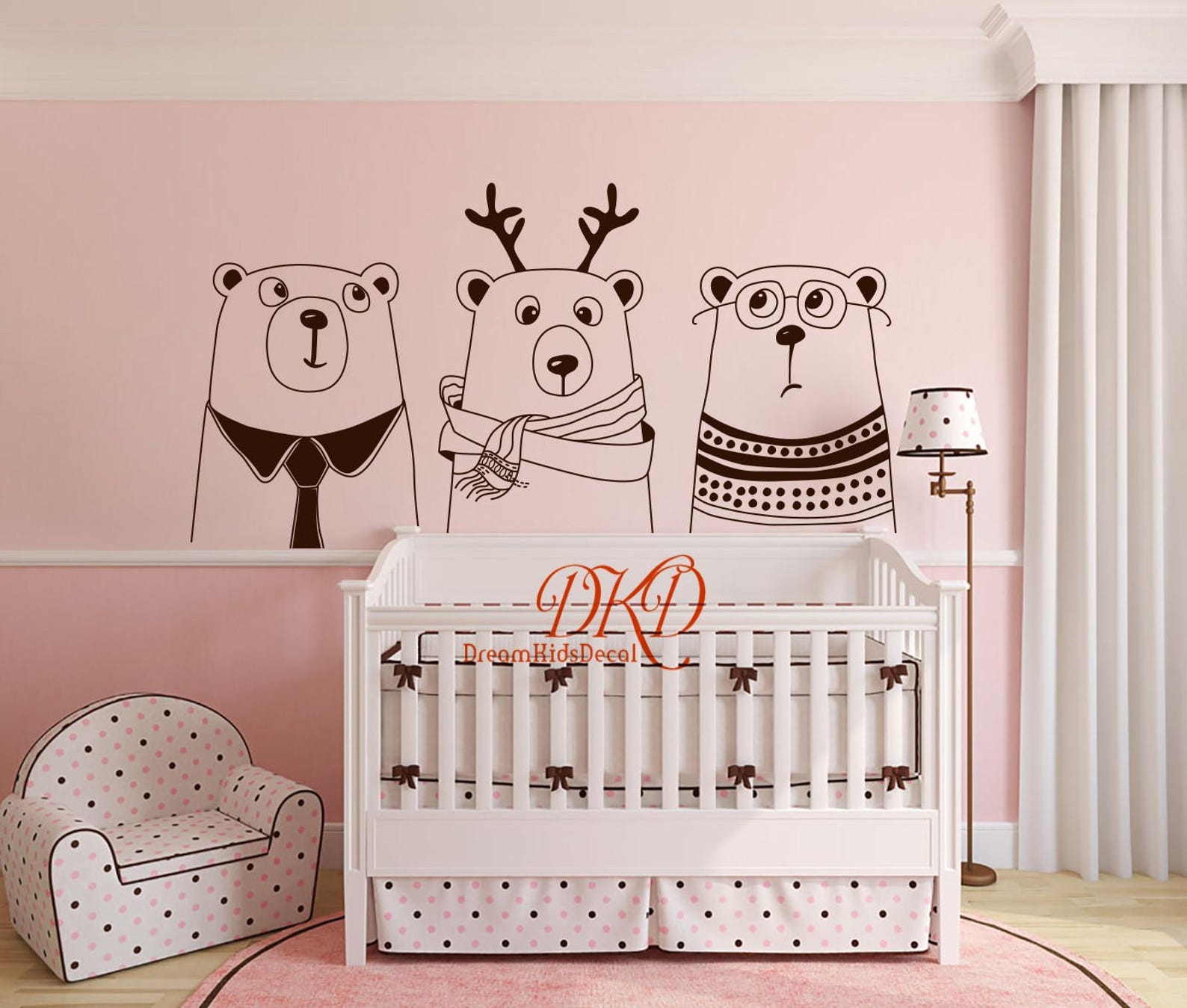 Bear Wall Decal Kit Nursery Wall Decals and Baby Nursery Wall Etsy