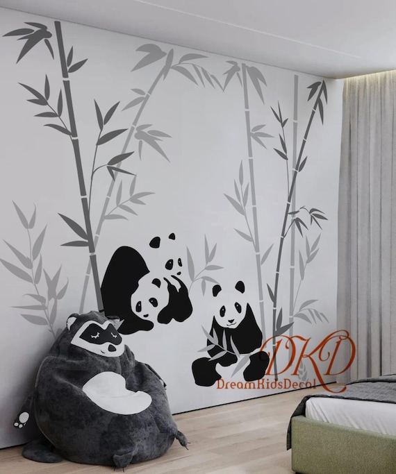 Panda Decor Adesivi Murali In Bambù – Motivi Panda E Piante Verdi – 3 Fogli 30x90cm – Staccabili E Riutilizzabili - 2