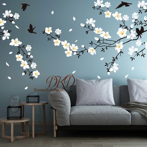 Wandtattoo Kirschblüte Baum mit Vögel