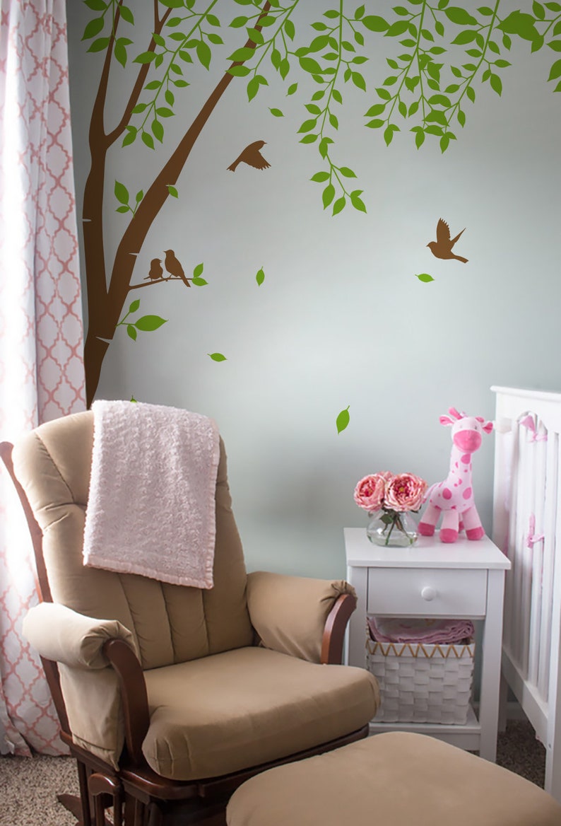 Branch Tree Wall Decal, Flying Birds, Birdcage Nursery Decor - Etsy