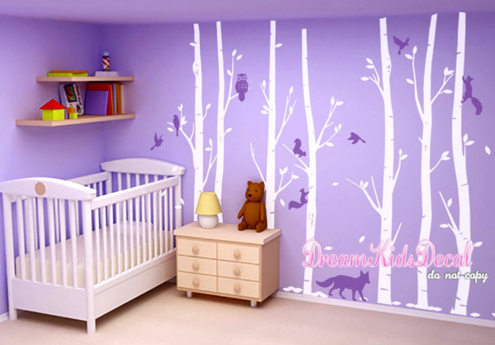 Owl Nursery Wall Decal, Birch Tree, Woodland Animals - Etsy