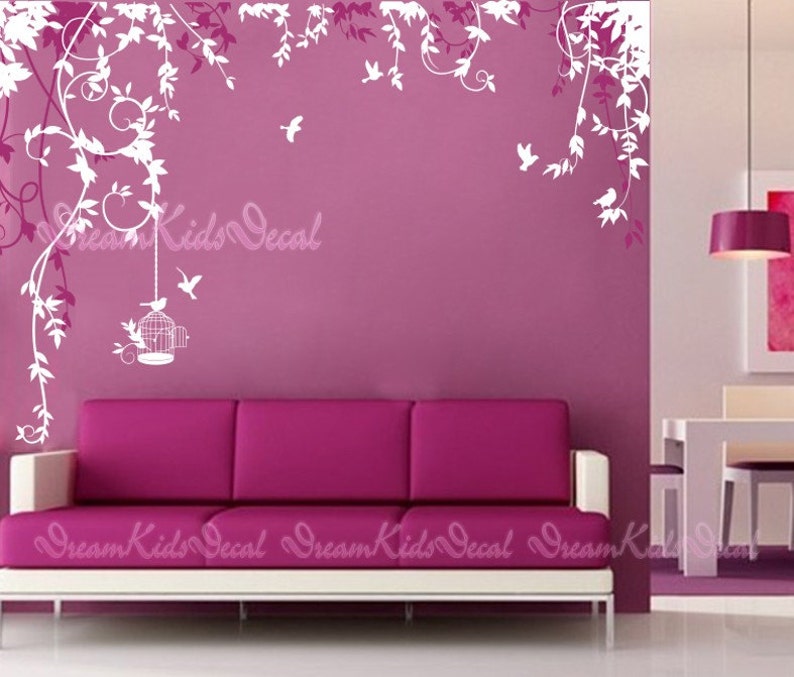 Nursery decal Vinyl Wall Decal Nature Design Tree Wall Decals Chrildren/'s wall decals Wallstickers Vines Wall Decals with flying birds-DK084