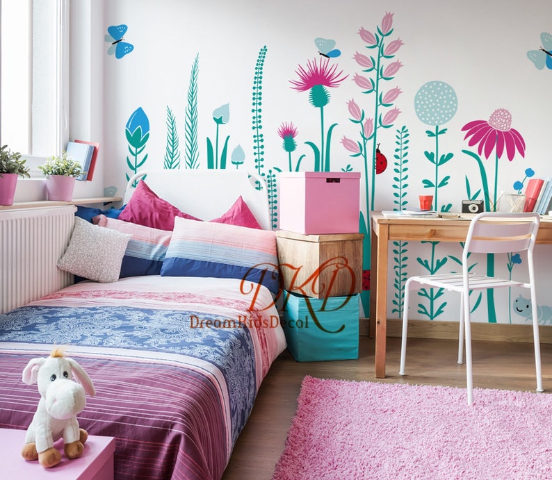 Green Plants Nature Wall Decal Vinyl Flower Wall Decal Sticker Etsy