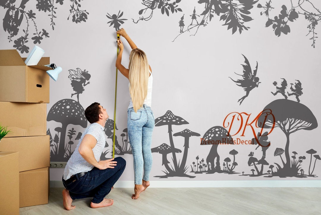 Fairy Wall Decal Girls Room Decor, Cartoon Mushroom Tree Stickers - Etsy