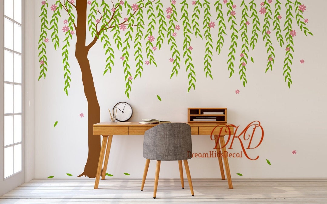 Sticker Babby Tree Tree Wall Decal Wall Sticker Baby Nursery Decals-large Willow Blowing ...