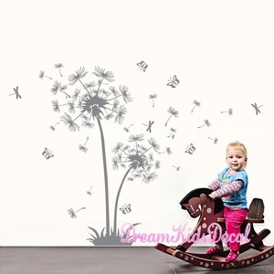 Dandelion Wall Decal Flower Wall Decal Floral Wall Sticker Nursery Room ...