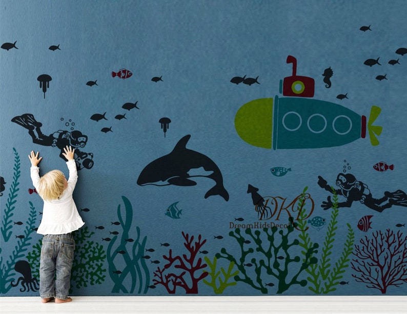 Under the Sea Nursery Wall Decal Sticker for Kids Scuba Etsy
