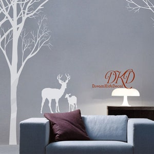 Wall decal forest with Deer, Nursery Wall Decal, Tree, Moose, Deer, Large Size Woodland Decal for Living room-DK320 image 5