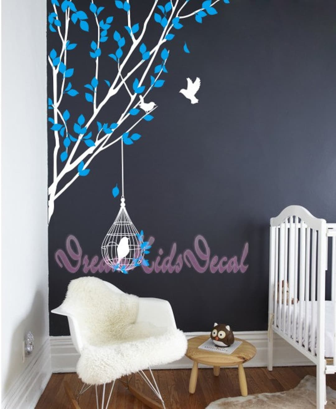 Nursery Wall Sticker Tree Wall Decal Branches Birds-spring Tree Branch ...