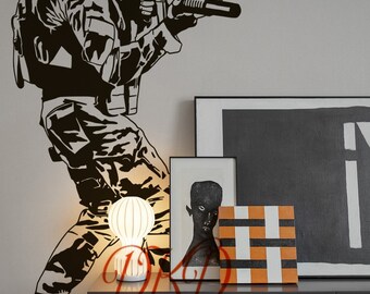 Cool Military Army Soldier Wall Sticker Guns Wall Decal War Industry Boys Bedroo