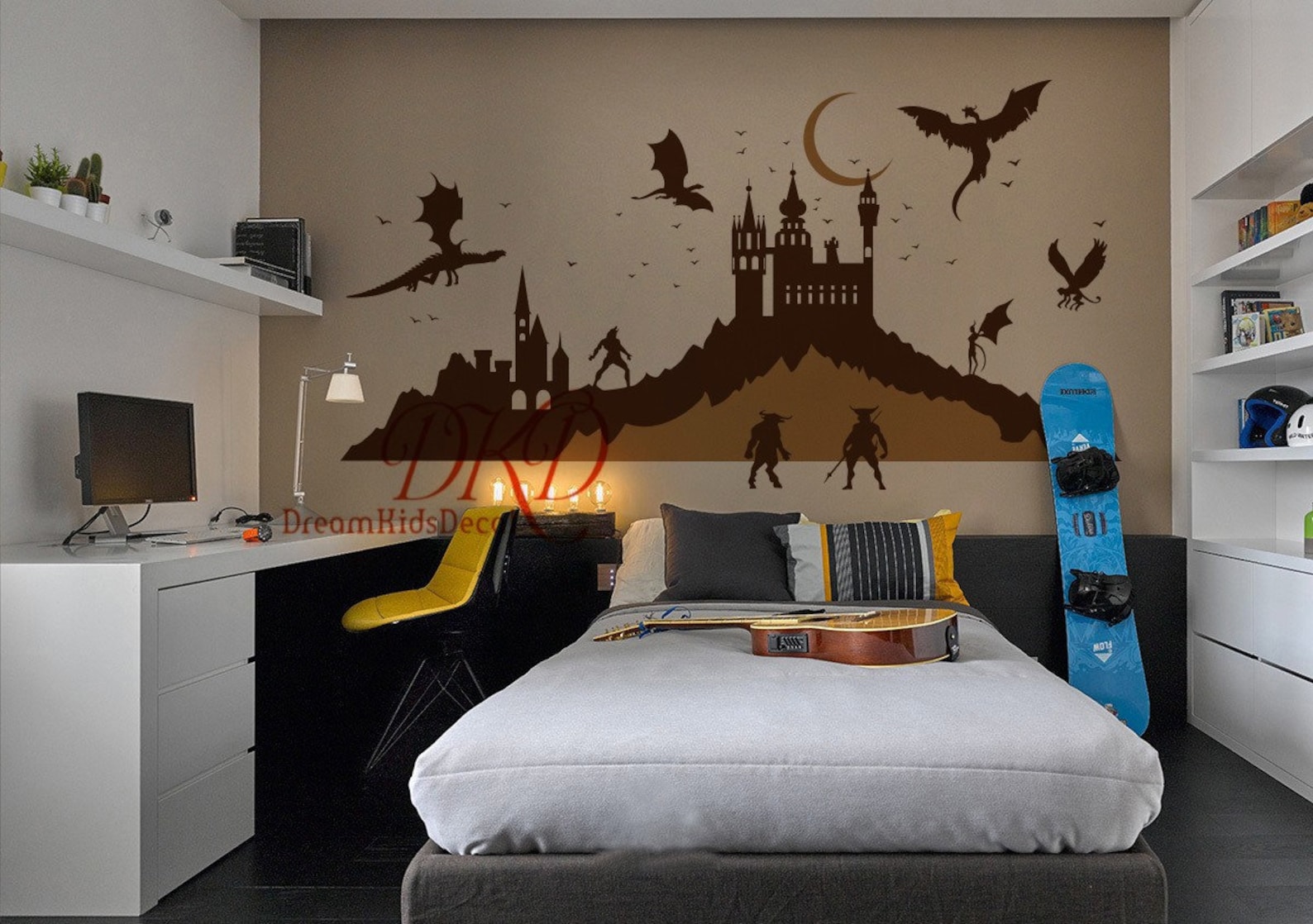 Landscape Wall Decals Fantasy Wall Castle Decal Moon Castle Etsy