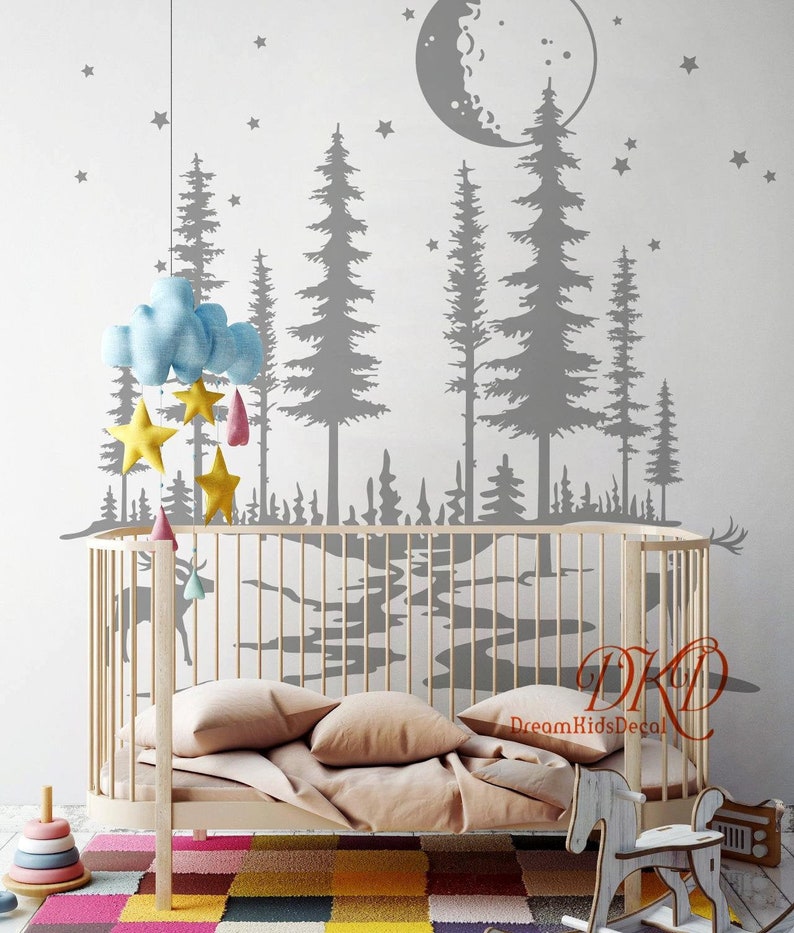 Nursery Wall Decal Wall Stickerforest Animals Wall Decal Pine Etsy