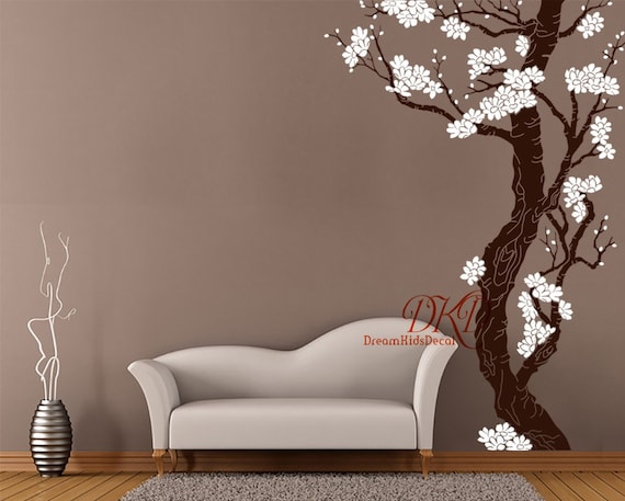 Corner Tree - Monkey wall decal with Customized Name-Vinyl Blossom Tree  Wall Decal And Blossom Tree