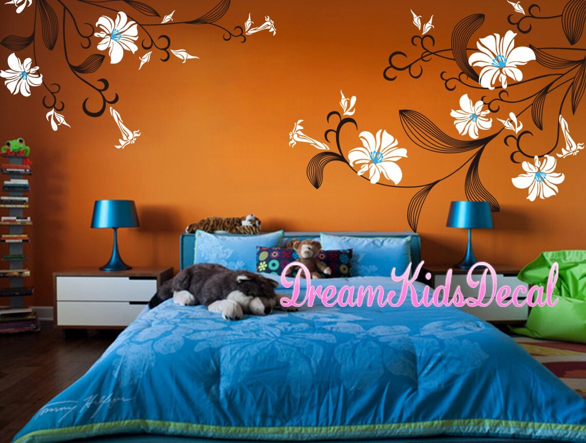 Removable Flowers Wall Decal Baby Girl Nursery Wall Sticker Etsy