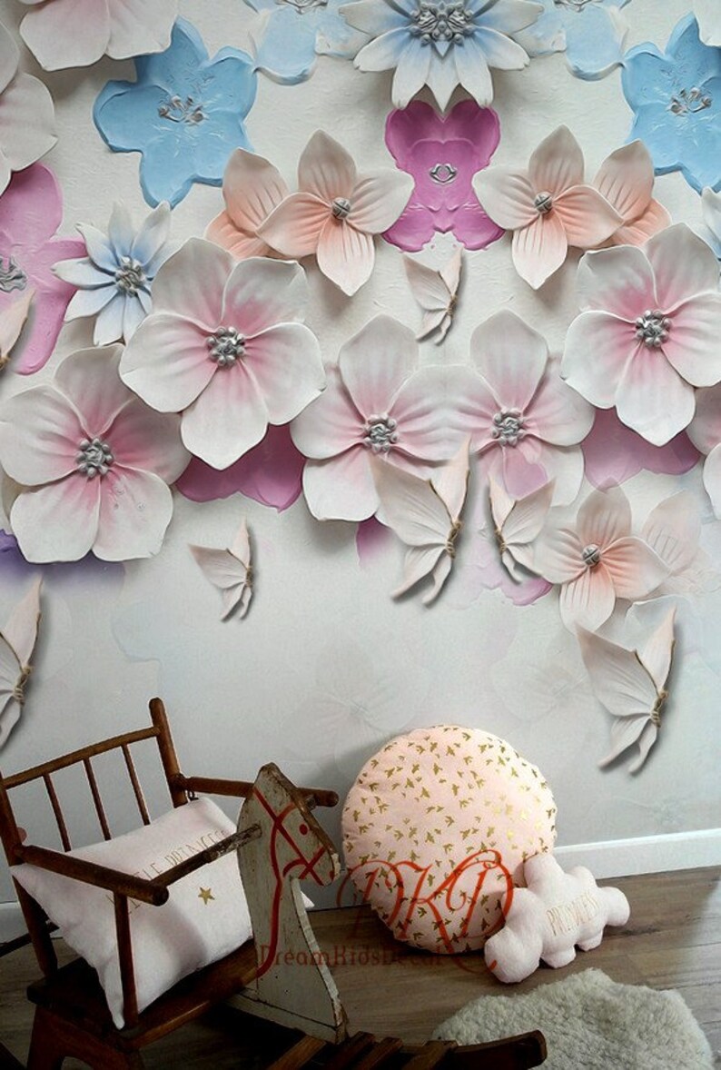 Self Adhesive Wallpaper Floral Wallpaper Mural Floral Wall Etsy