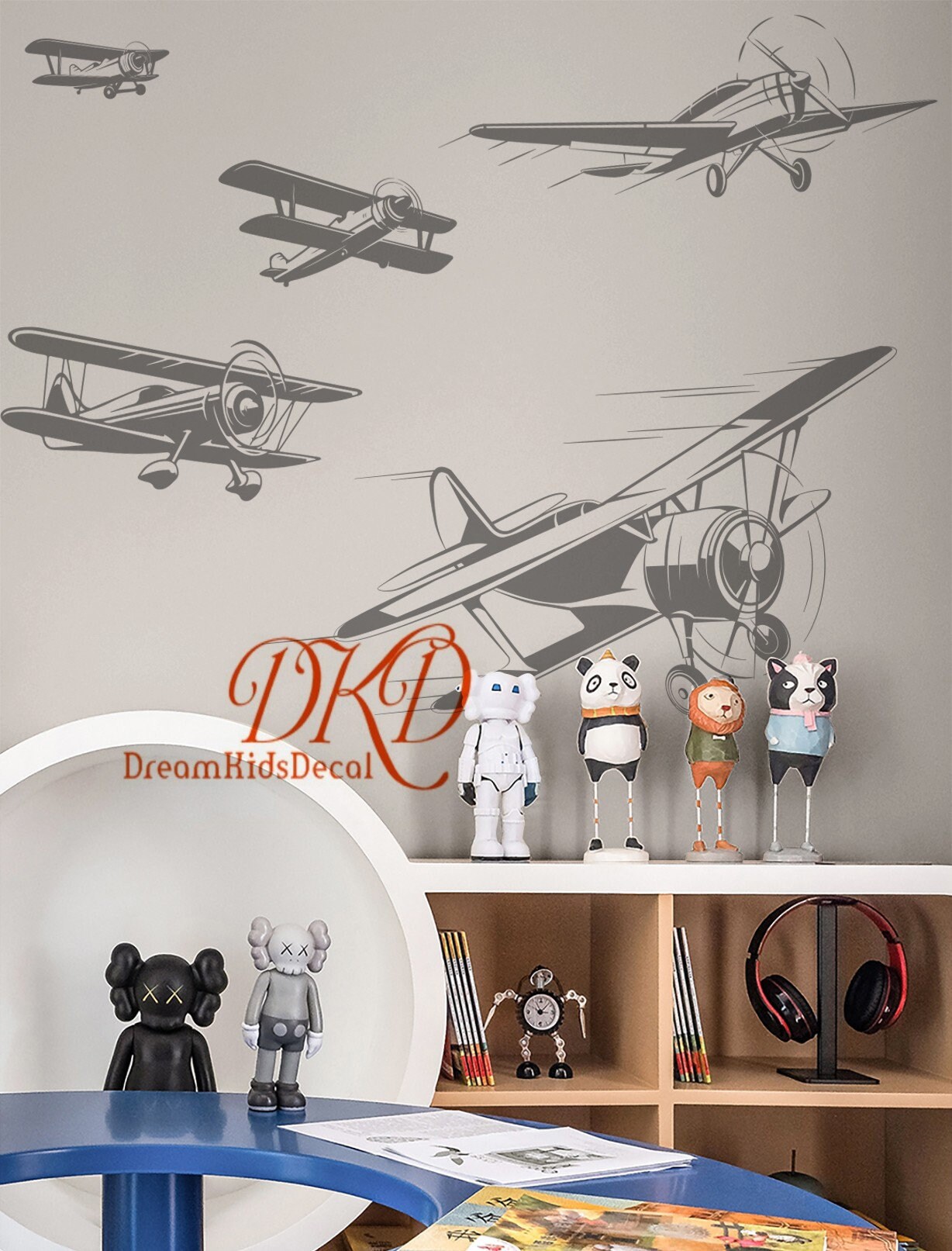 Airplane Wall Decal, Biplane Decal Sticker, Boys Room Wall Decal ...