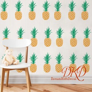 Ananas Wandaufkleber, Ananas Aufkleber für&#39;s Kinderzimmer, Tapetenaufkleber, Wandbild, Strand, tropische Früchte Wanddeko-Set, 40 Stück Ananas DK079