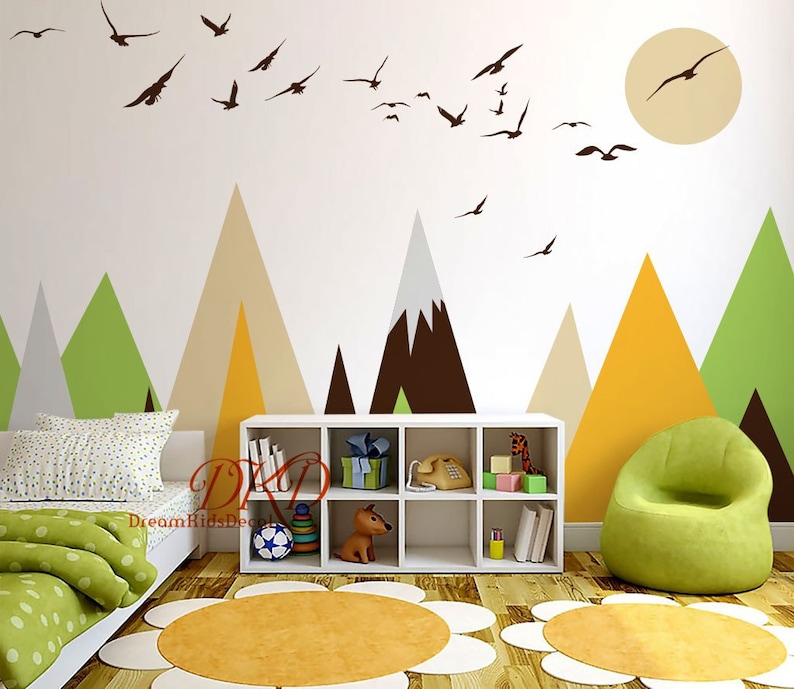 Mountain Wall Decal Nursery Wall Sticker Mountain Wall Art Etsy