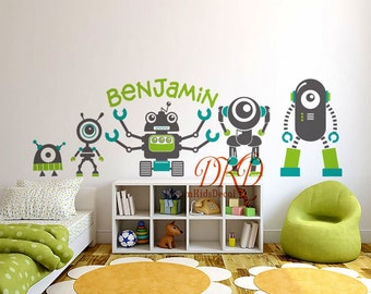 Robot Wall Decal for Nursery Wall Decal Kids Playroom Kids room Wall Decal Robot Personalised Wall Decor Vinyl Decal Wall Sticker