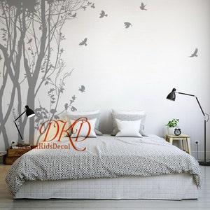 Large Wall Tree Decal Treesdeep tree Forest silhouette shadows birds wall decal wall sticker Home Decor for Living room